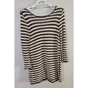 Free People Counting Stripes Swing Knit Sweater Long Sleeve Tunic Dress Medium